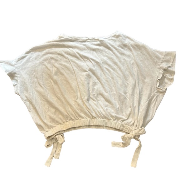 The Pants Store White Short Sleeve Drawstring Crop Top with Bows - Picture 5 of 5